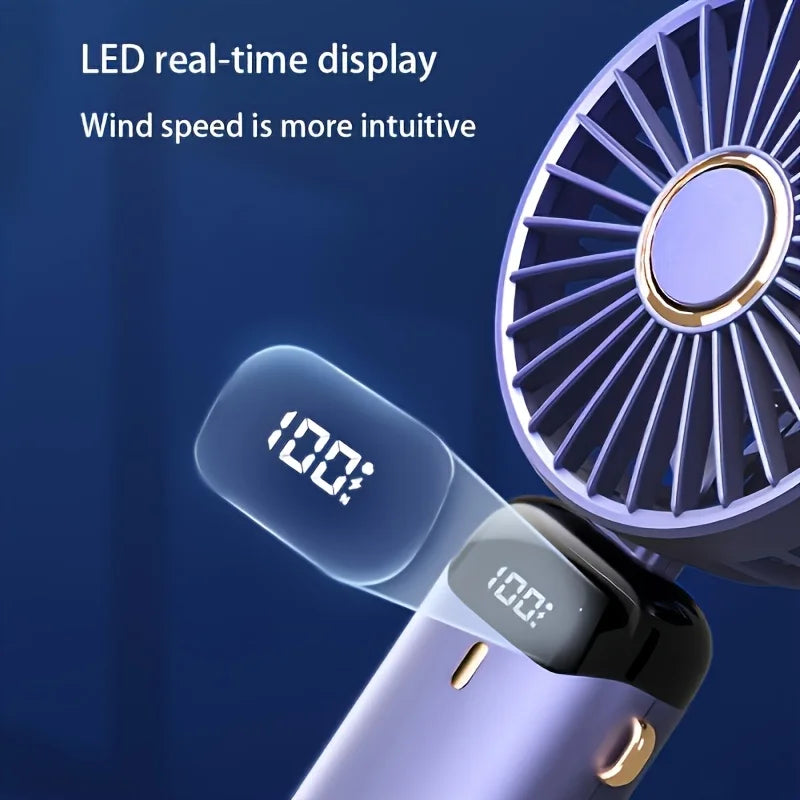 Portable Mini Fan — 6-Speed USB Rechargeable Handheld Fan