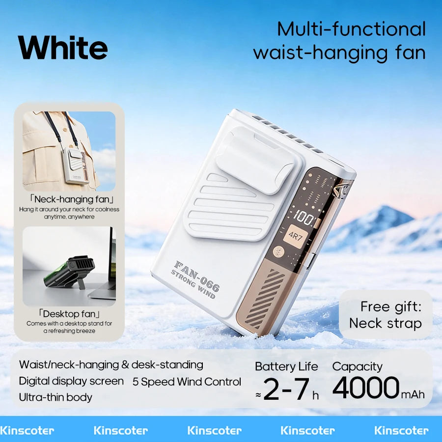 Kinscoter Waist Fan — 4000mAh Portable Bladeless Cooling Fan