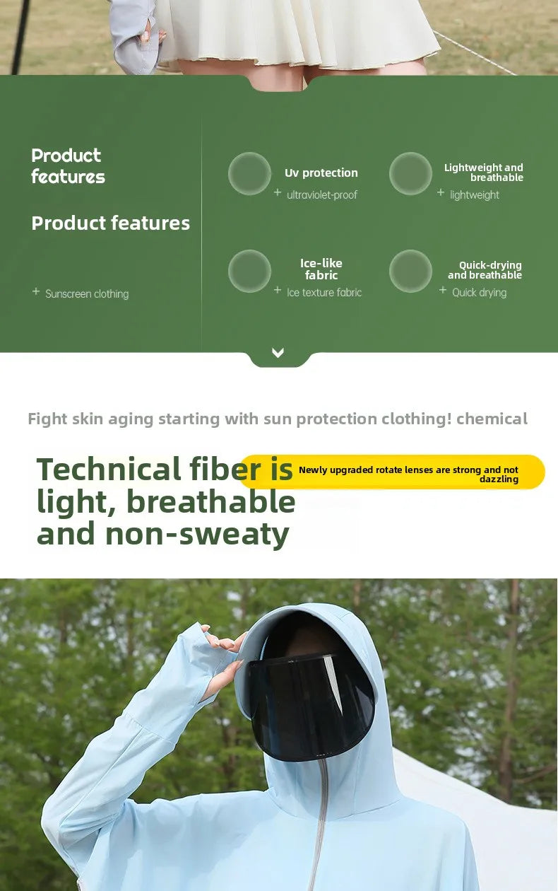 Ice Silk Hooded Sun Jacket — Full UV Protection with Face Cover