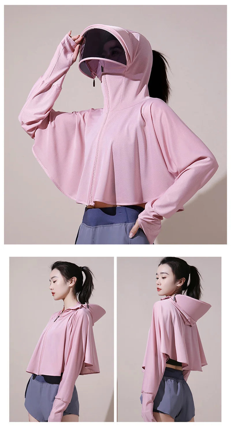 Ice Silk UV Protection Sun Cape — Lightweight Summer Cover-Up