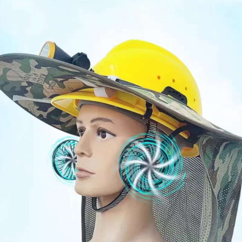 Helmet-Mounted Cooling Fan with Night Light
