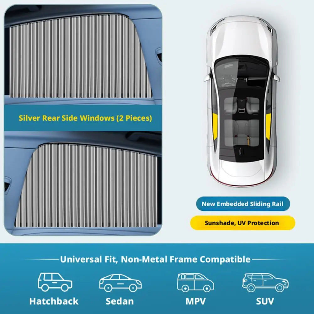 Automatic Telescopic Side Window Sunshade — Embedded Track System