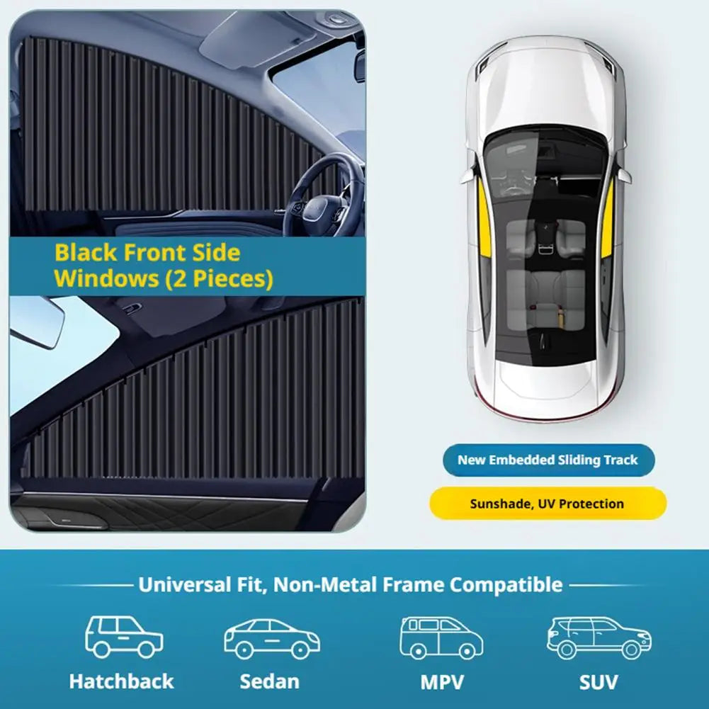 Automatic Telescopic Side Window Sunshade — Embedded Track System