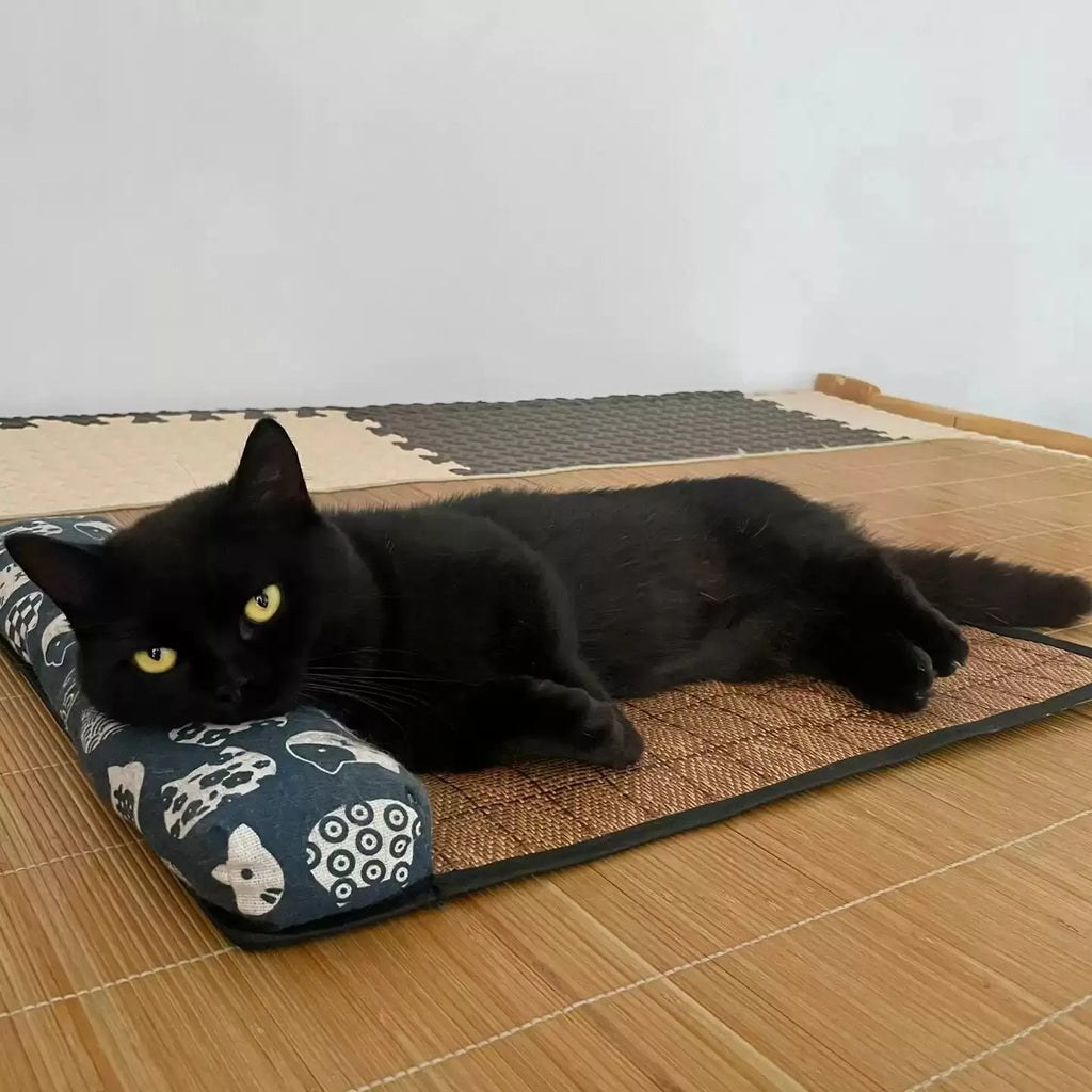 Natural Rattan Weave Cooling Mat for Cats & Dogs