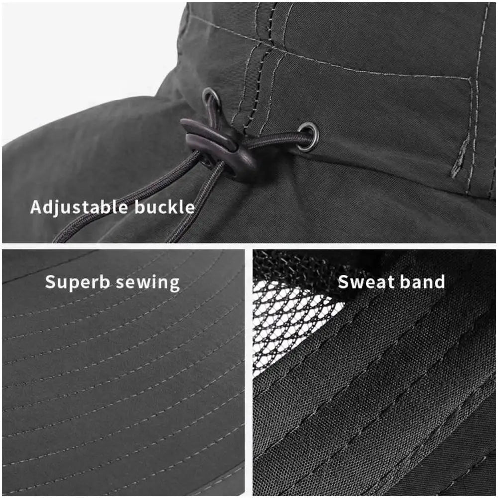 Wide Brim Sun Hat with Neck Flap — UPF 50+ Protection