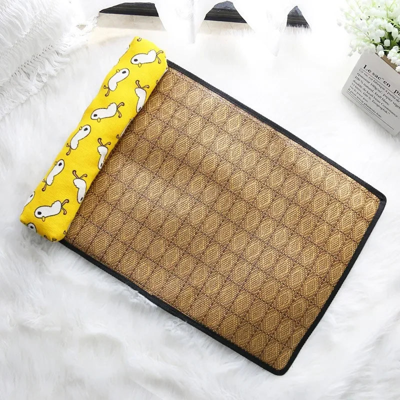 Natural Rattan Weave Cooling Mat for Cats & Dogs