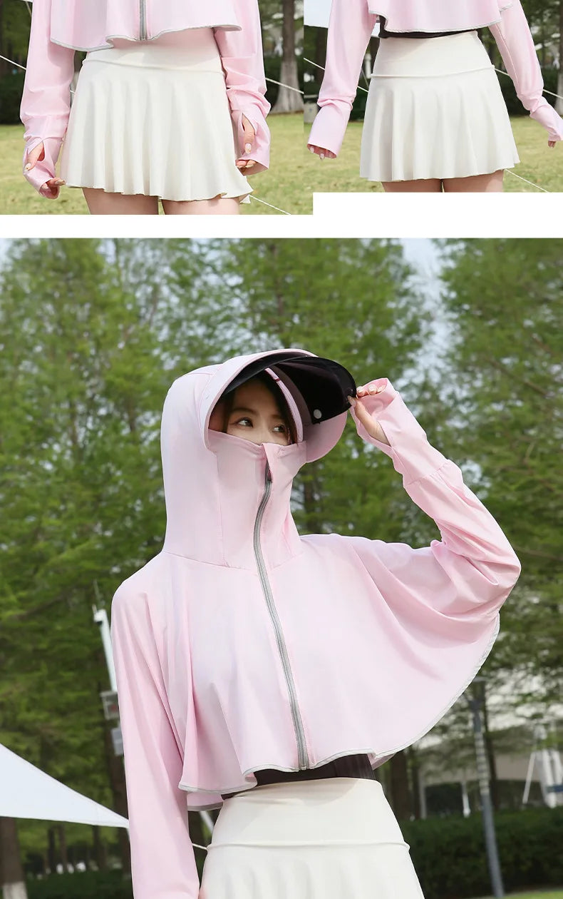 Ice Silk Hooded Sun Jacket — Full UV Protection with Face Cover
