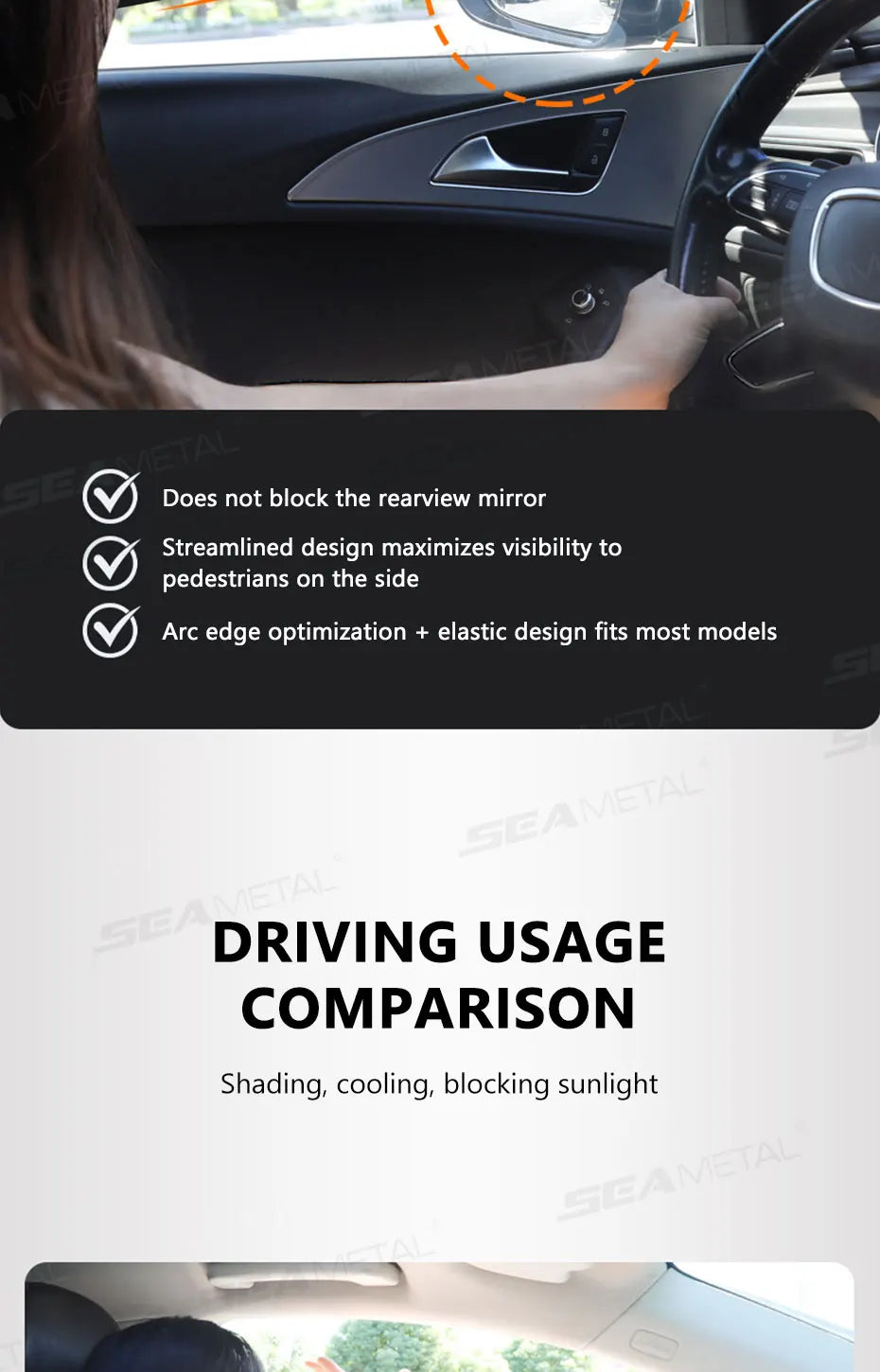 SEAMETAL Electrostatic Side Window Sunshade — 4-Layer UV Blocker