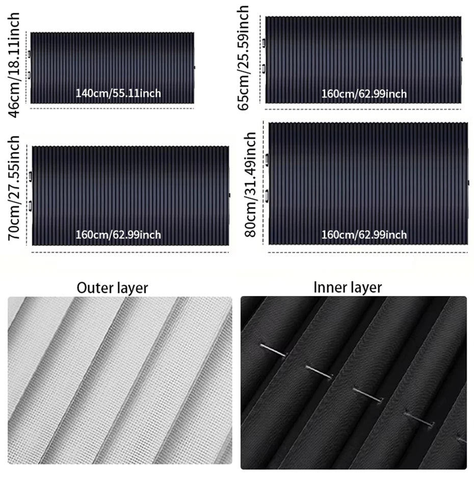 CORNING Retractable Windshield Sunshade — 99% UV Protection