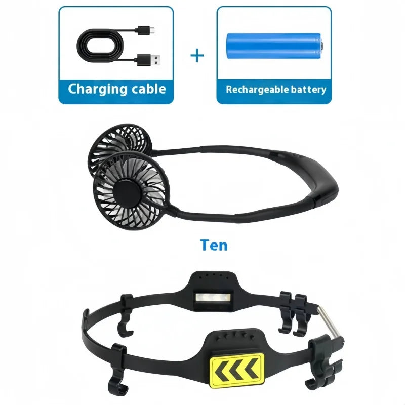 Helmet-Mounted Cooling Fan with Night Light