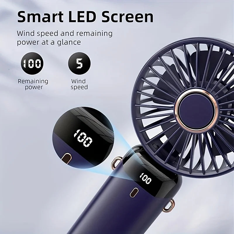 Portable Mini Fan — 6-Speed USB Rechargeable Handheld Fan