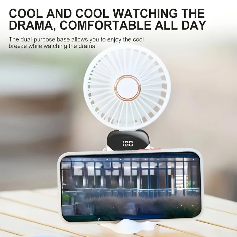 Portable Mini Fan — 6-Speed USB Rechargeable Handheld Fan