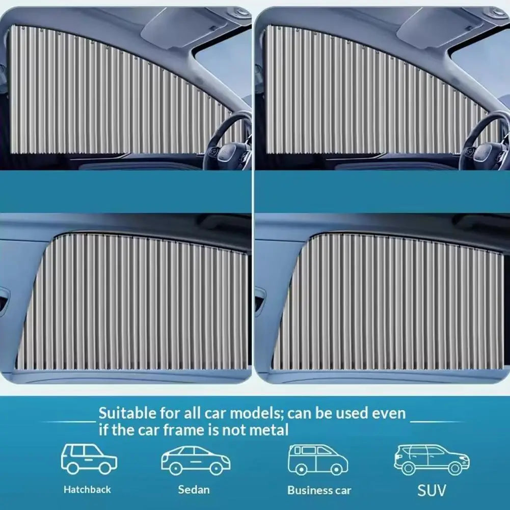 Automatic Telescopic Side Window Sunshade — Embedded Track System