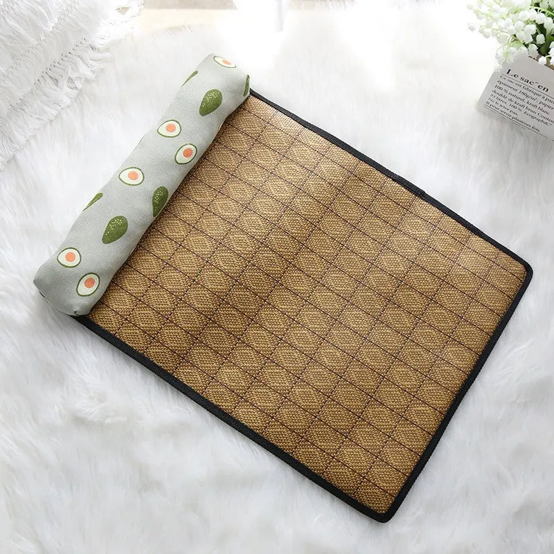 Natural Rattan Weave Cooling Mat for Cats & Dogs