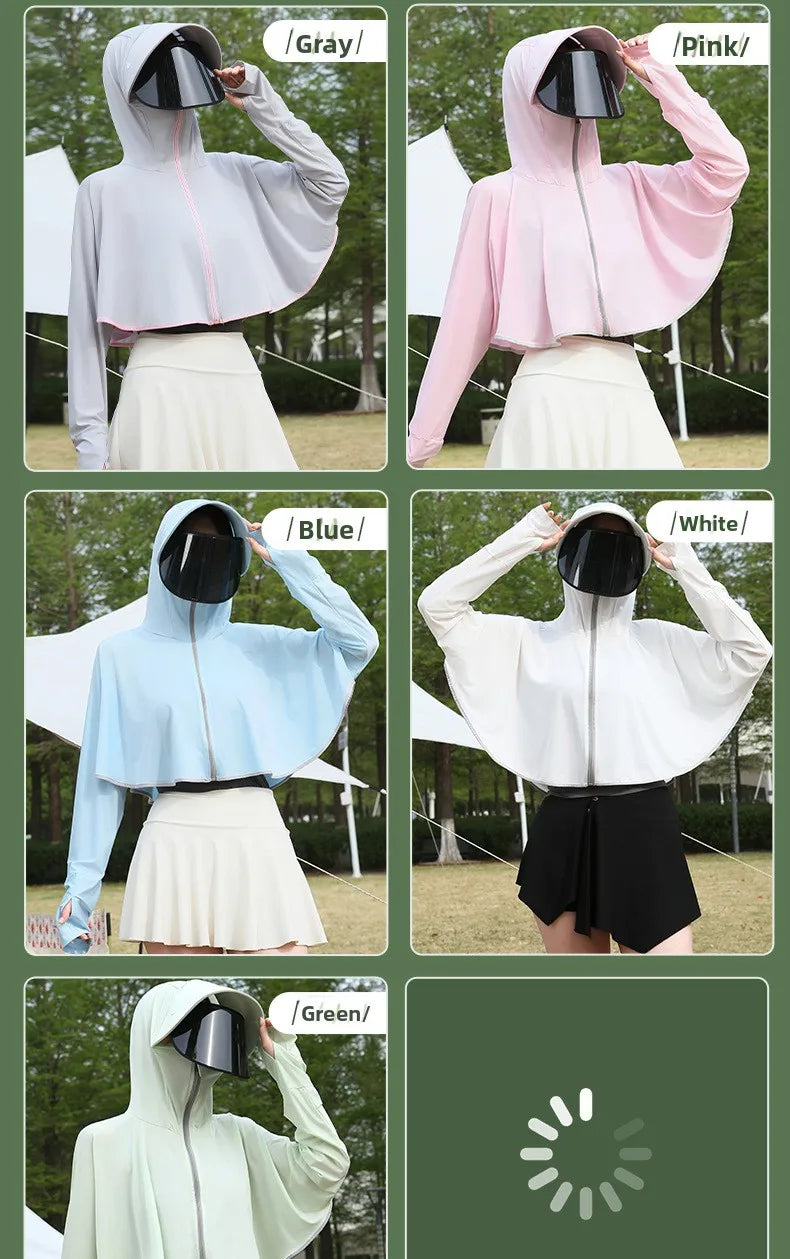 Ice Silk Hooded Sun Jacket — Full UV Protection with Face Cover