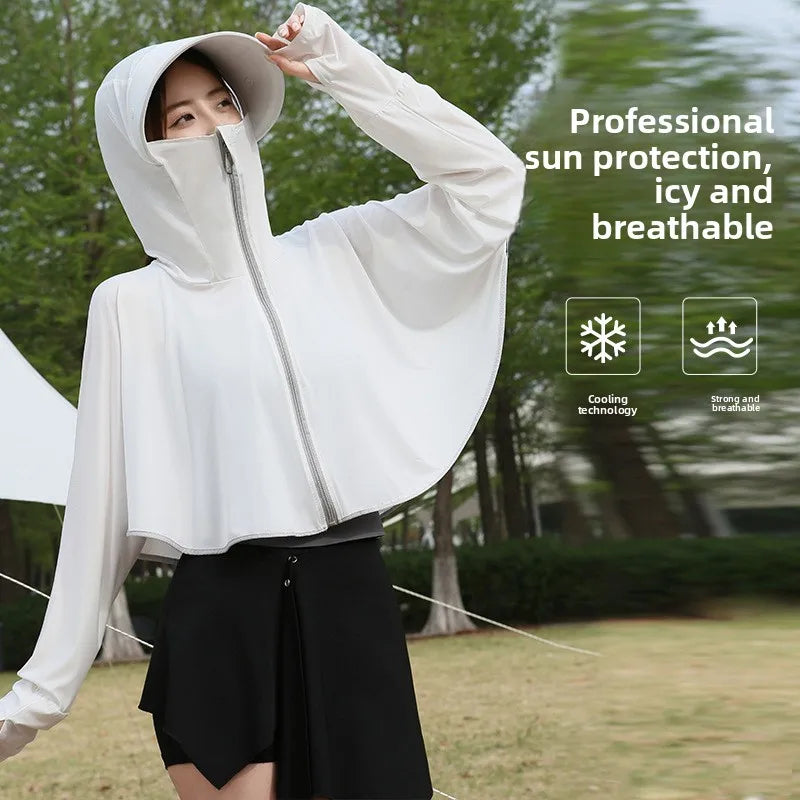 Ice Silk Hooded Sun Jacket — Full UV Protection with Face Cover