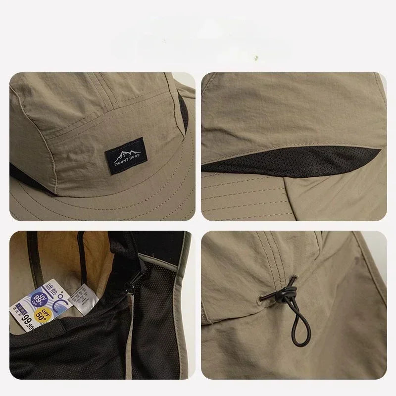 WRELS Wide Brim Bucket Hat — Neck Protection Panama Style