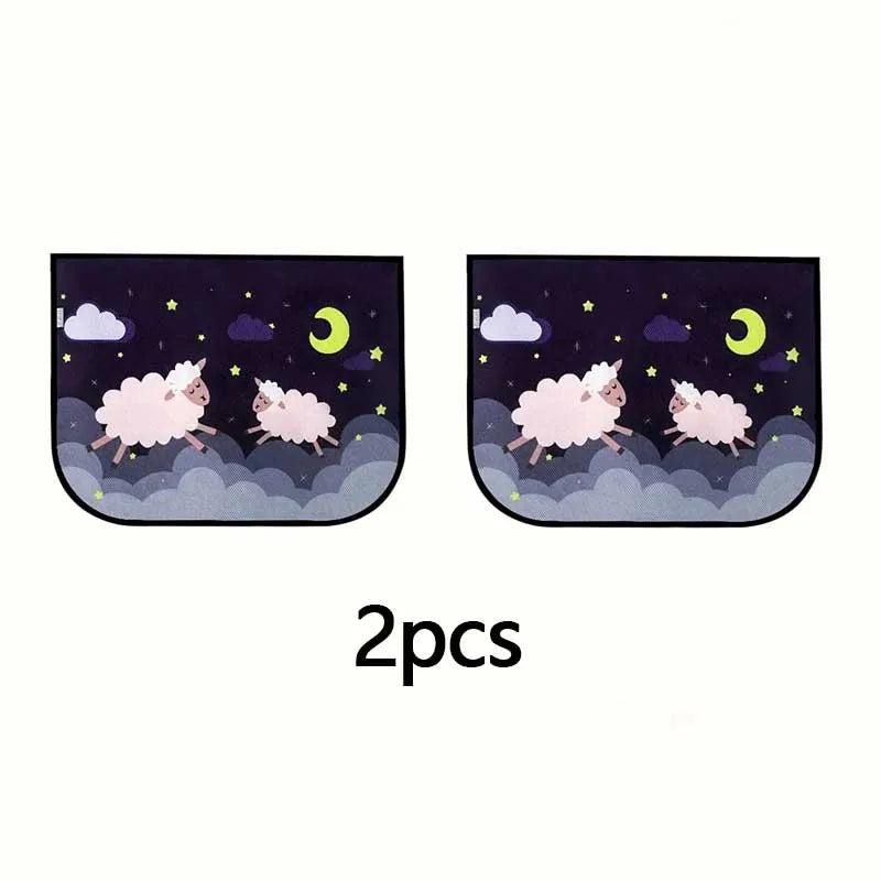 Magnetic Car Side Window Sunshade — Cute Cartoon Design for Kids
