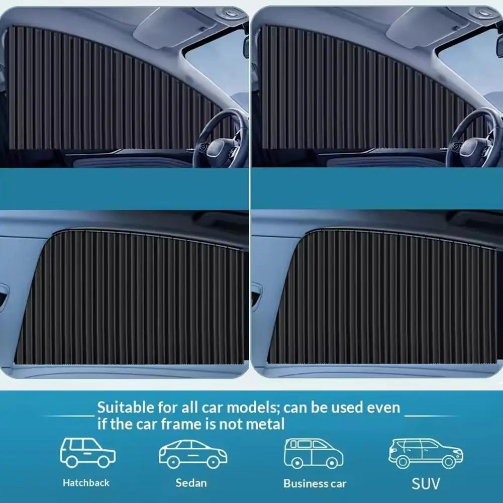 Automatic Telescopic Side Window Sunshade — Embedded Track System