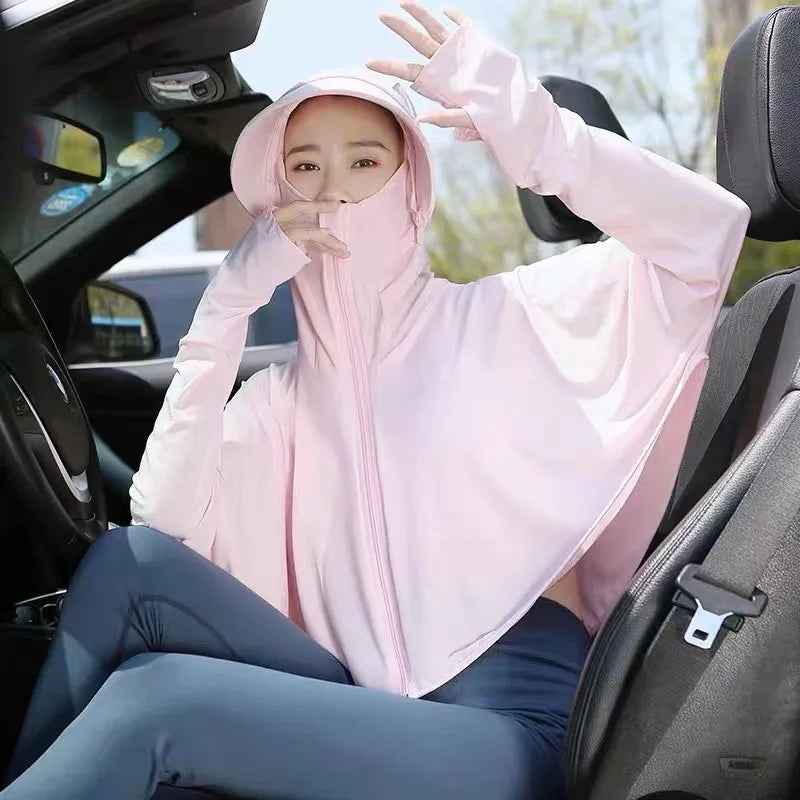 Ice Silk Hooded Sun Jacket — Full UV Protection with Face Cover