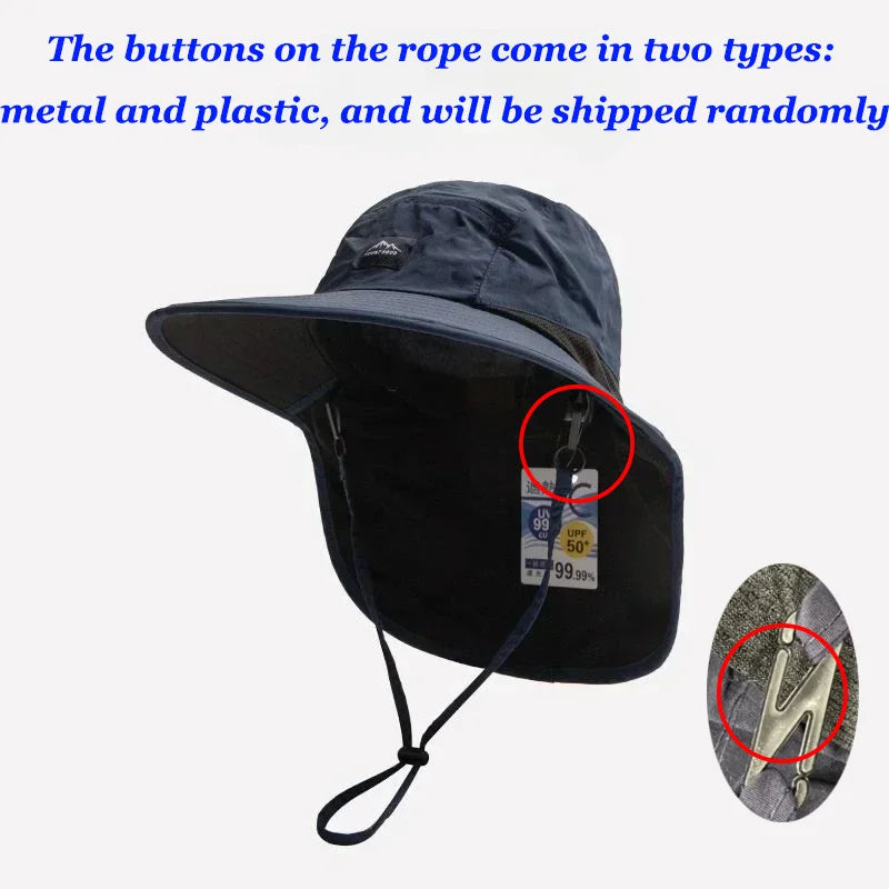 WRELS Wide Brim Bucket Hat — Neck Protection Panama Style