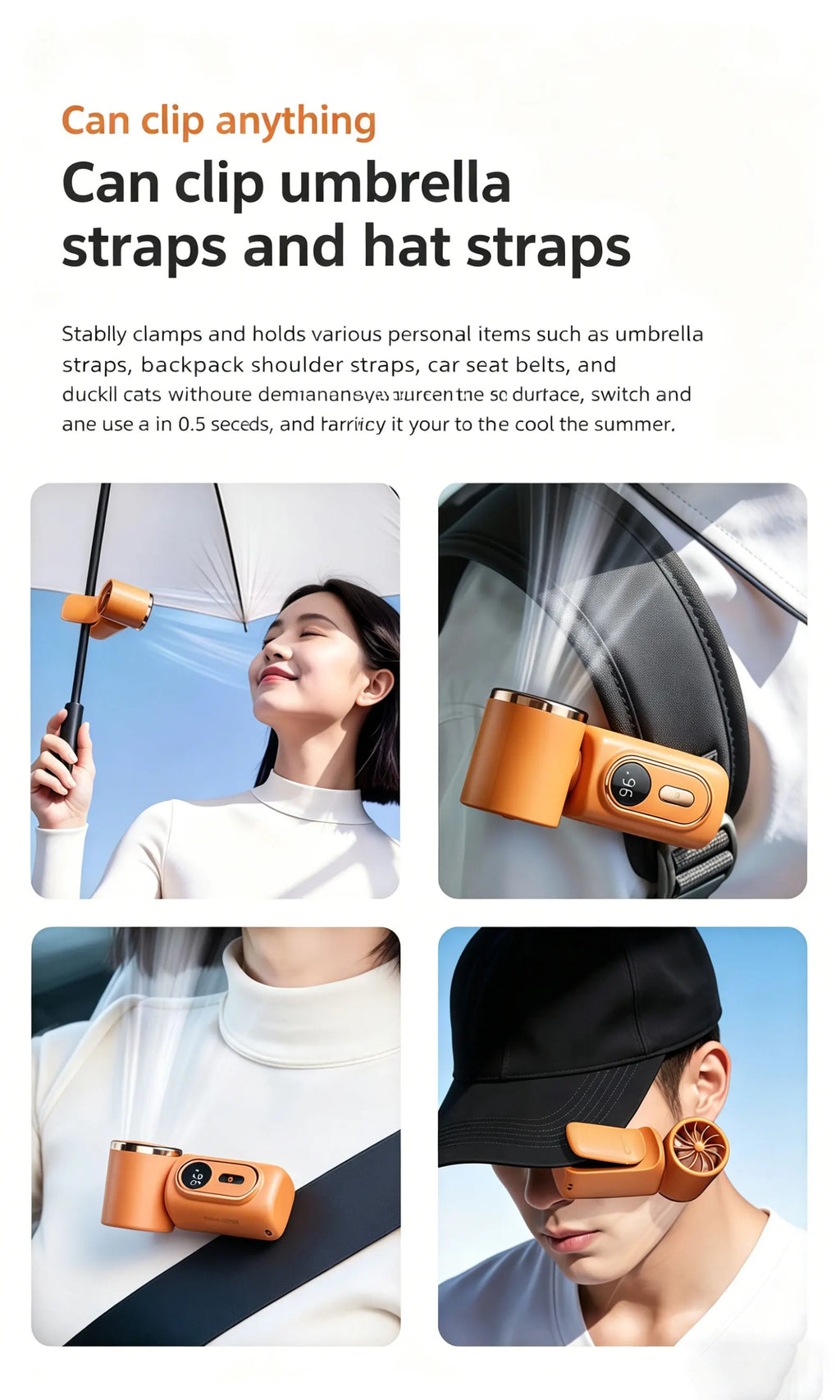Portable Mini Clip Fan — Handheld & Umbrella-Mount Cooling