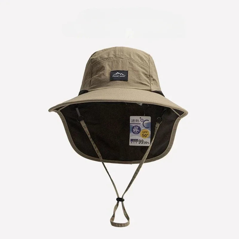 WRELS Wide Brim Bucket Hat — Neck Protection Panama Style
