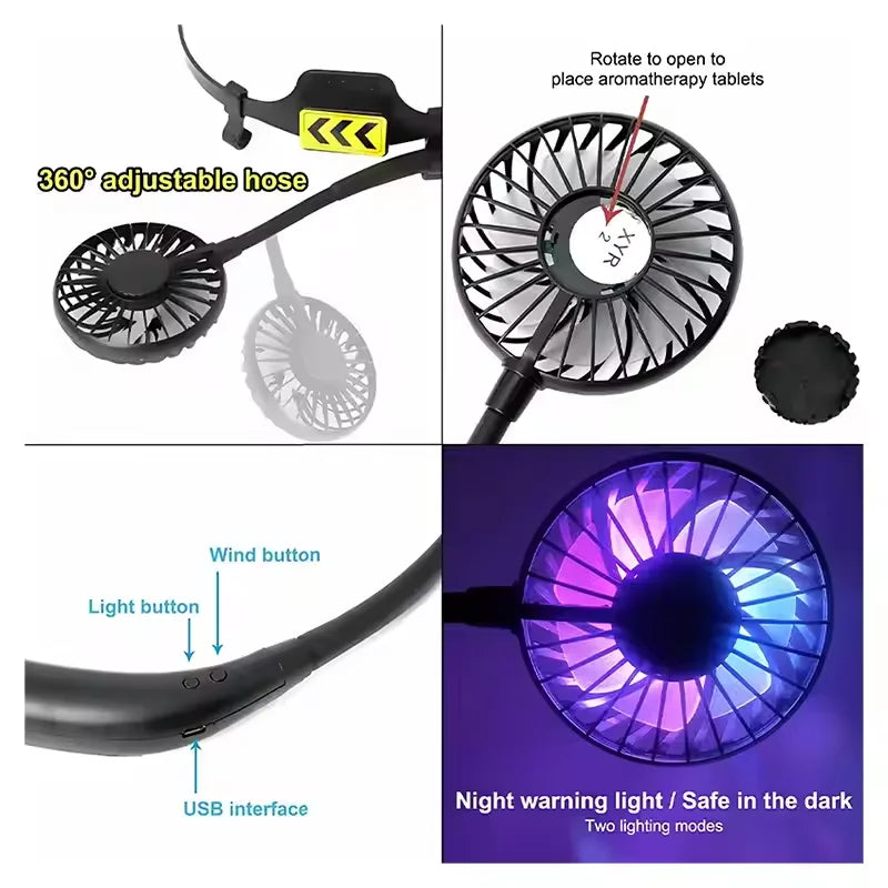 Helmet-Mounted Cooling Fan with Night Light