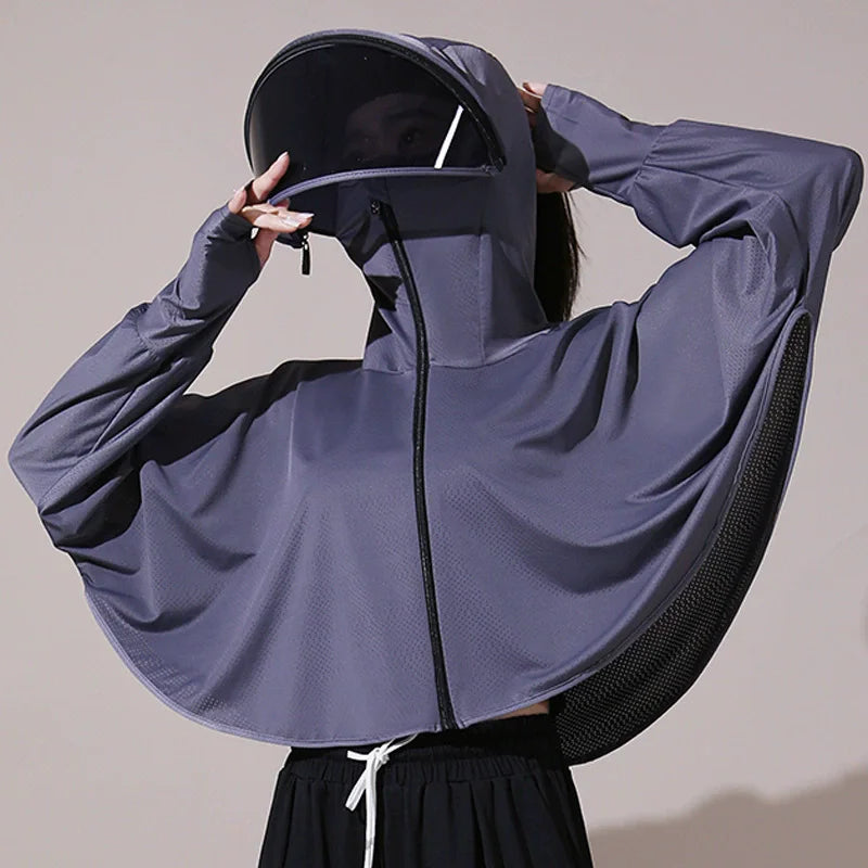 Ice Silk UV Protection Sun Cape — Lightweight Summer Cover-Up