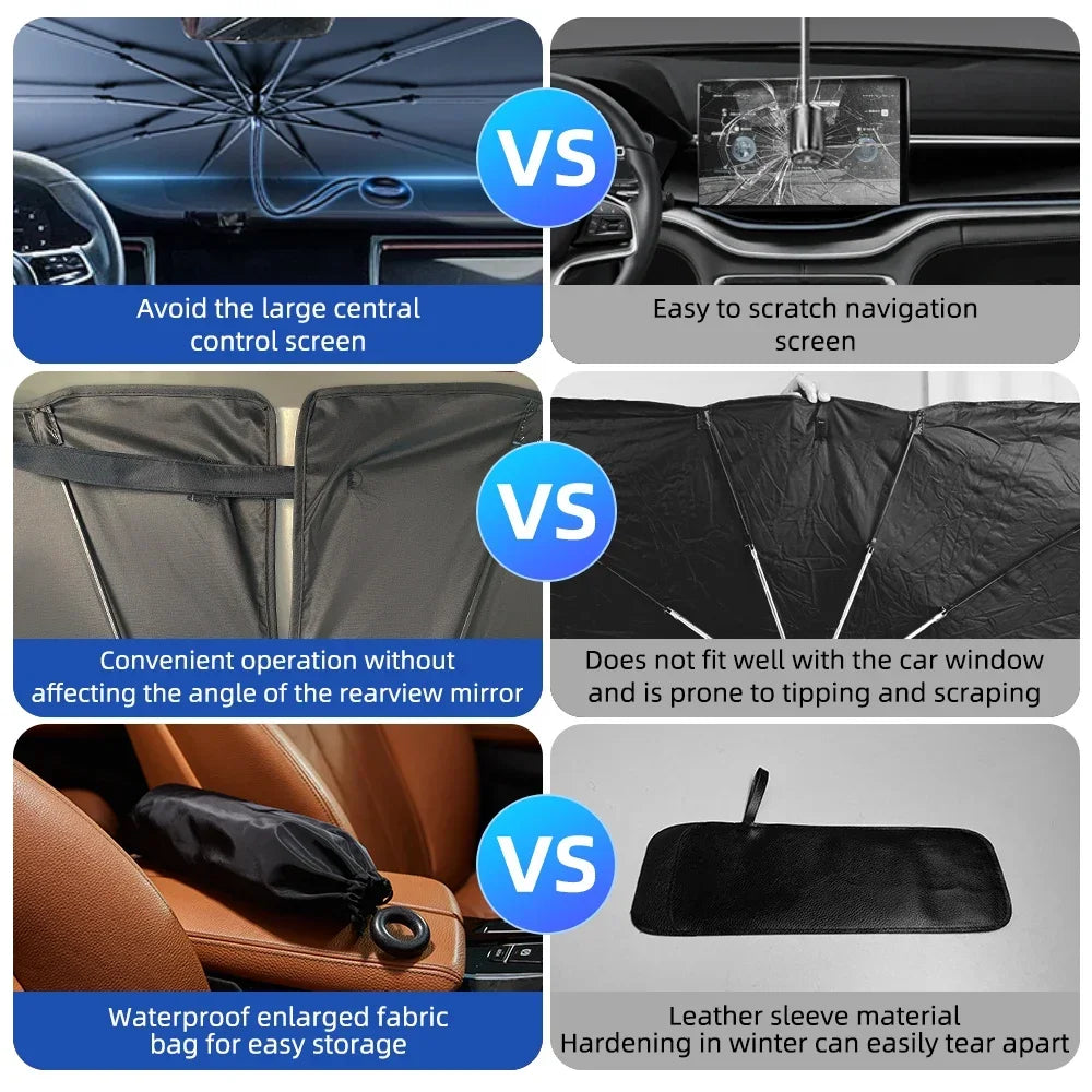 Upgraded Foldable Windshield Sunshade Umbrella — UPF 50+ Protection