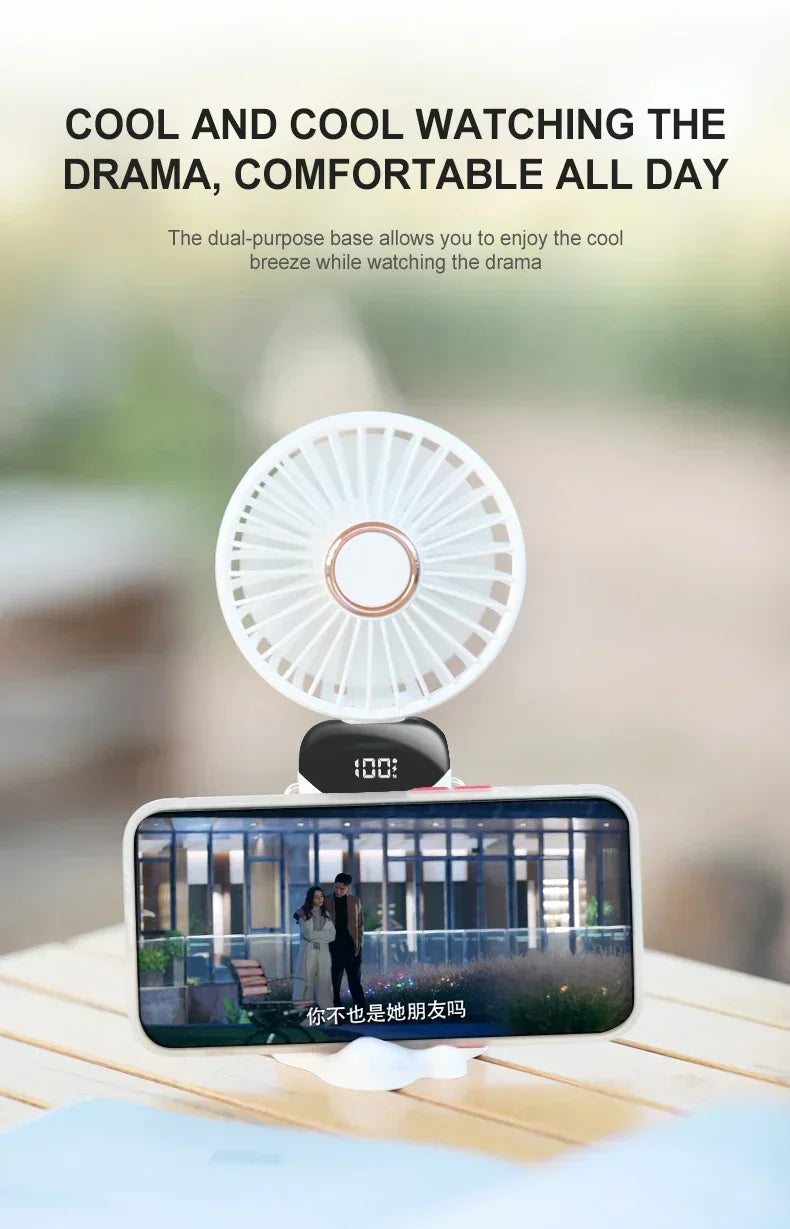 OIMG 5-Speed Neck Fan with LED Display & Phone Stand