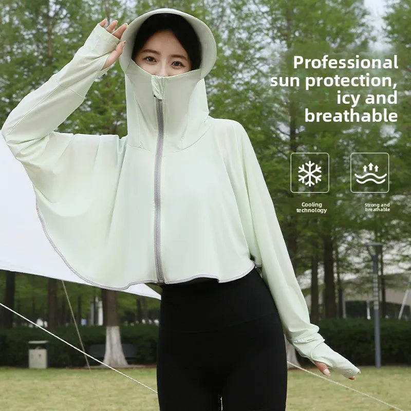 Ice Silk Hooded Sun Jacket — Full UV Protection with Face Cover