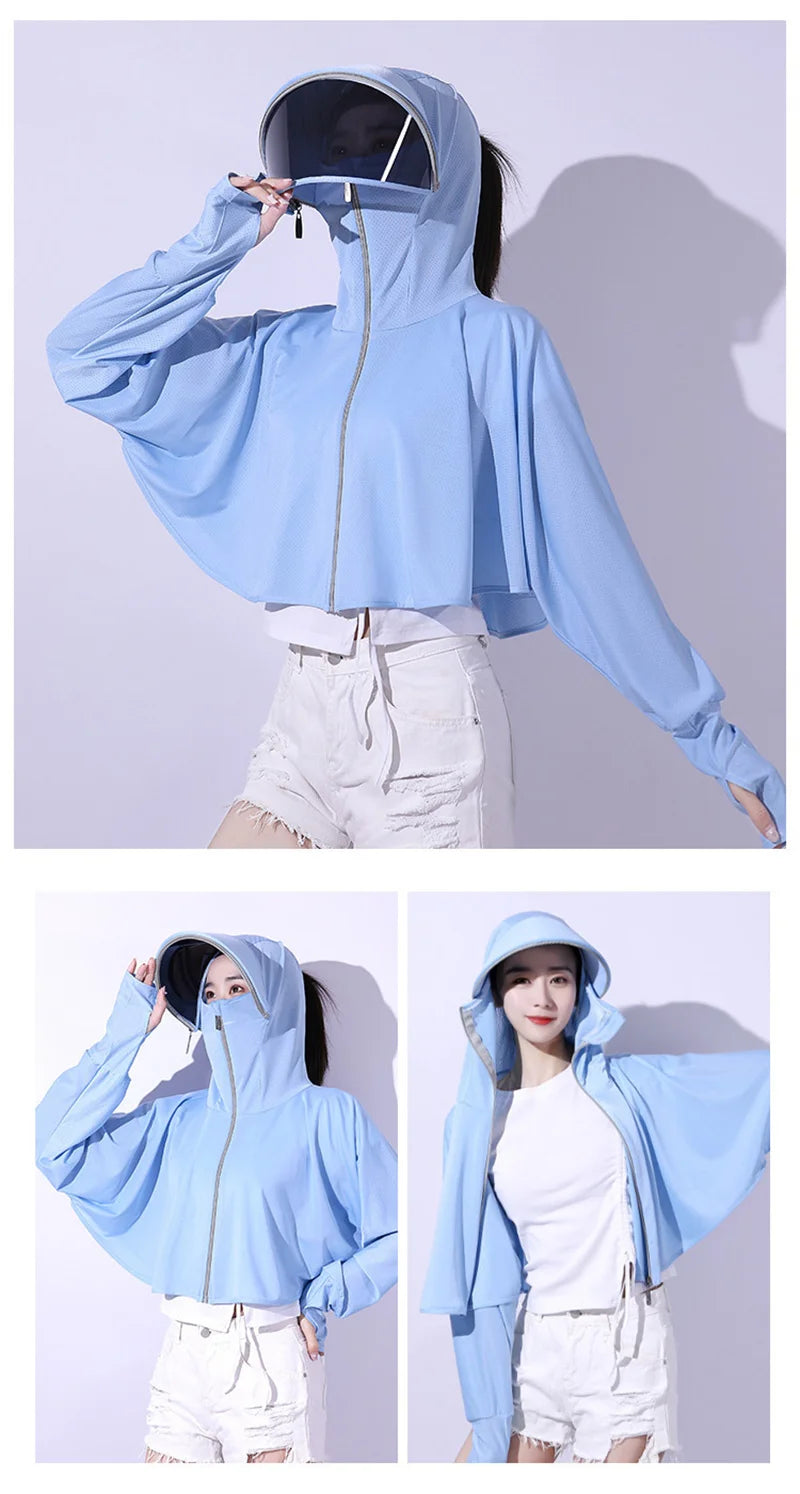 Ice Silk UV Protection Sun Cape — Lightweight Summer Cover-Up