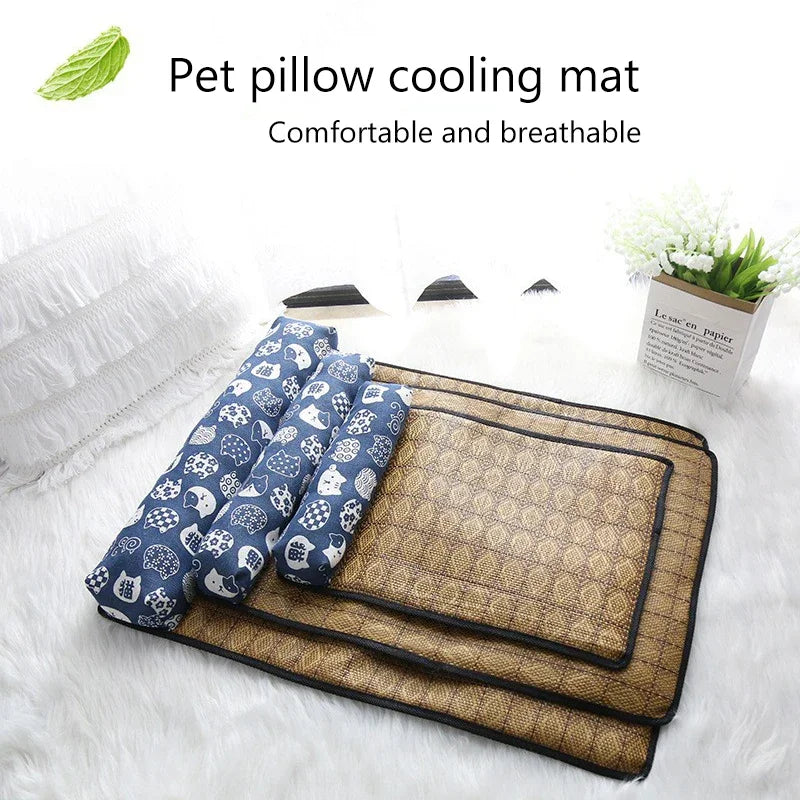 Natural Rattan Weave Cooling Mat for Cats & Dogs