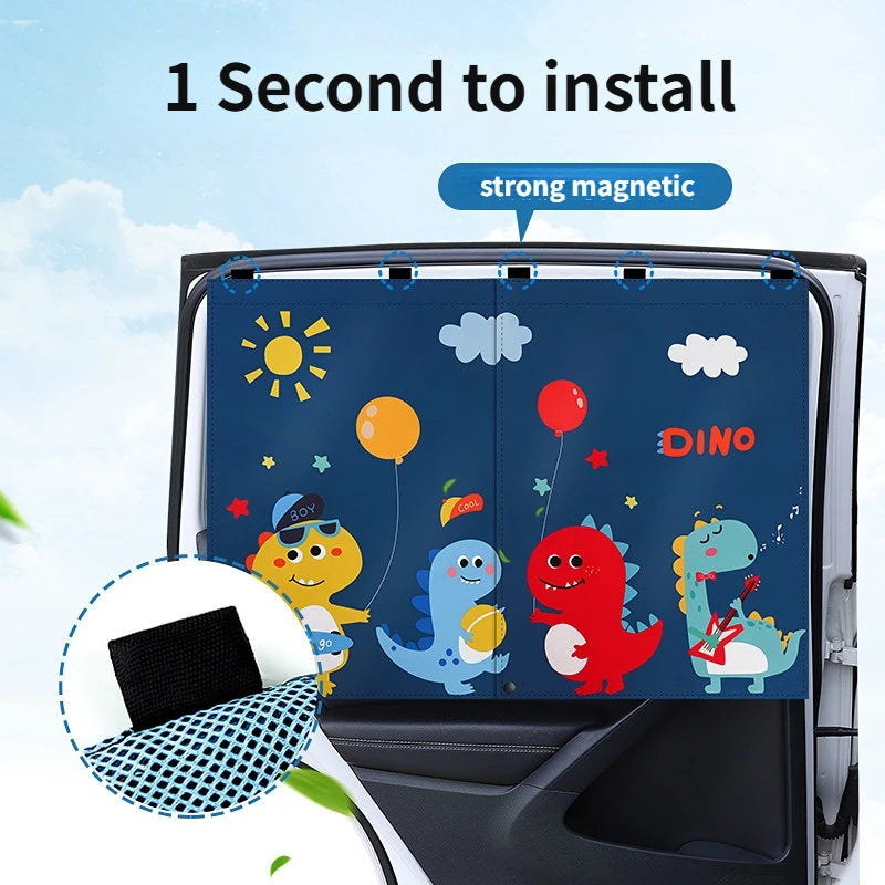 Magnetic Car Window Sunshade with Mosquito Net