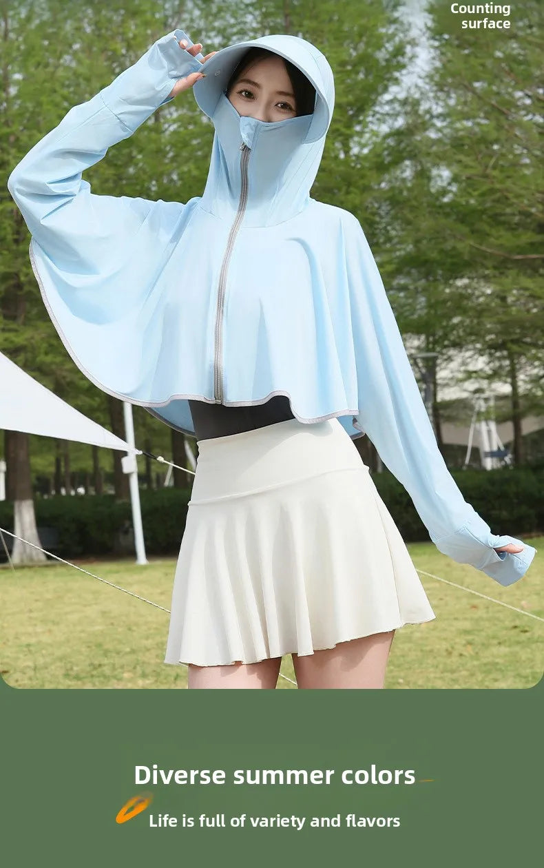 Ice Silk Hooded Sun Jacket — Full UV Protection with Face Cover