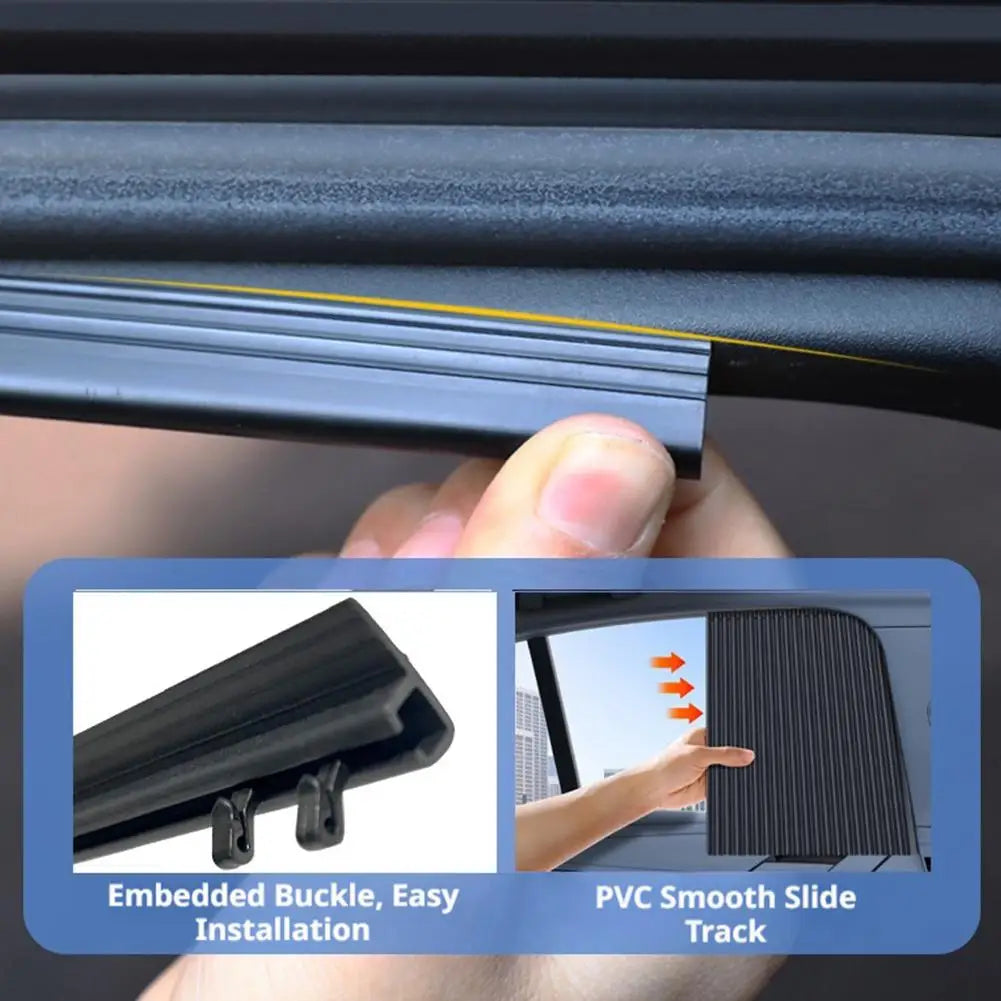 Automatic Telescopic Side Window Sunshade — Embedded Track System