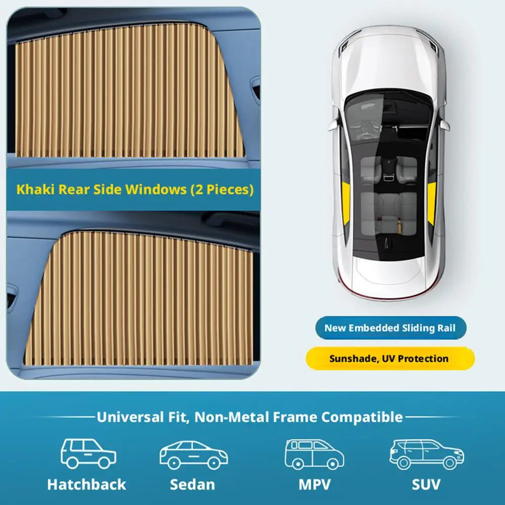 Automatic Telescopic Side Window Sunshade — Embedded Track System