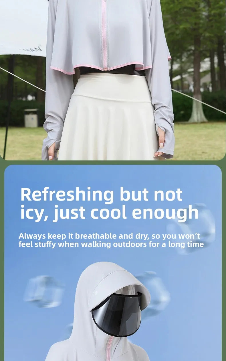 Ice Silk Hooded Sun Jacket — Full UV Protection with Face Cover