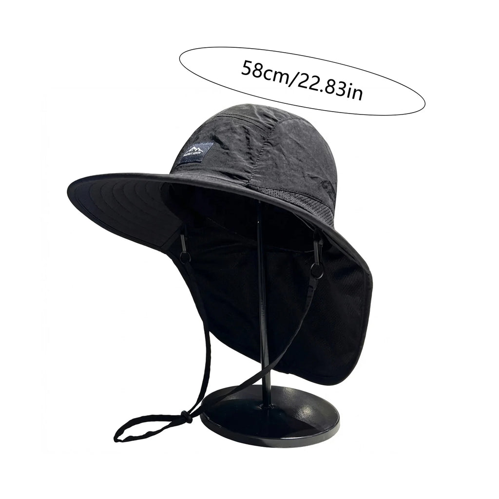 WRELS Wide Brim Bucket Hat — Neck Protection Panama Style