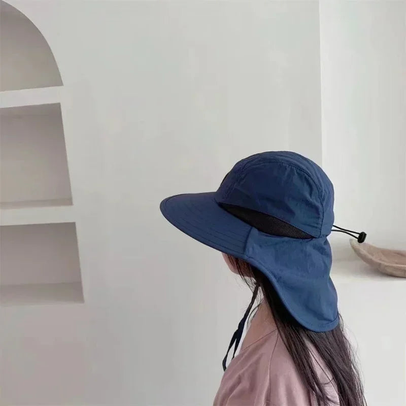 WRELS Wide Brim Bucket Hat — Neck Protection Panama Style
