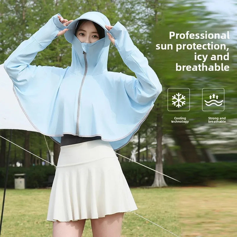 Ice Silk Hooded Sun Jacket — Full UV Protection with Face Cover