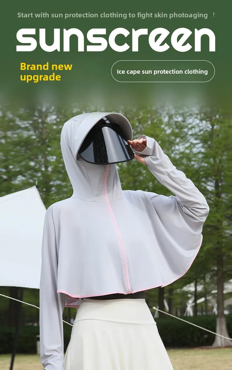 Ice Silk Hooded Sun Jacket — Full UV Protection with Face Cover