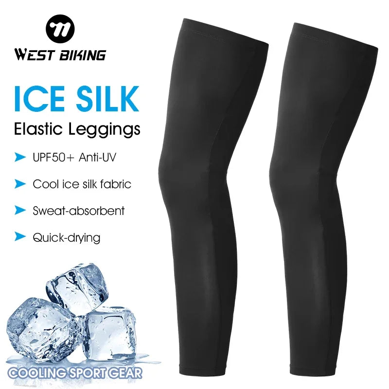 West Biking Ice Silk Compression Leg Sleeves — UV Protection