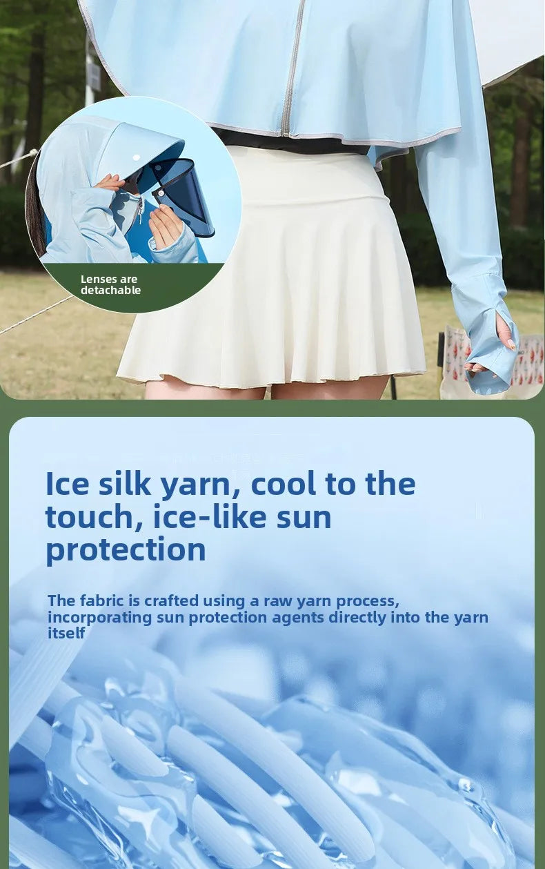 Ice Silk Hooded Sun Jacket — Full UV Protection with Face Cover