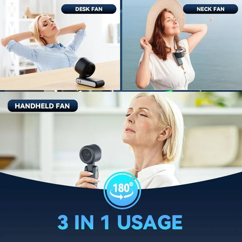 3-in-1 Portable Travel Fan — 5-Speed Rechargeable