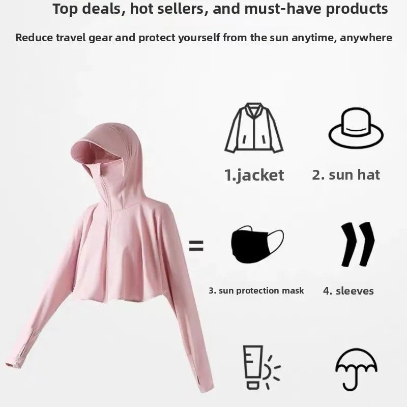 Ice Silk Hooded Sun Jacket — Full UV Protection with Face Cover