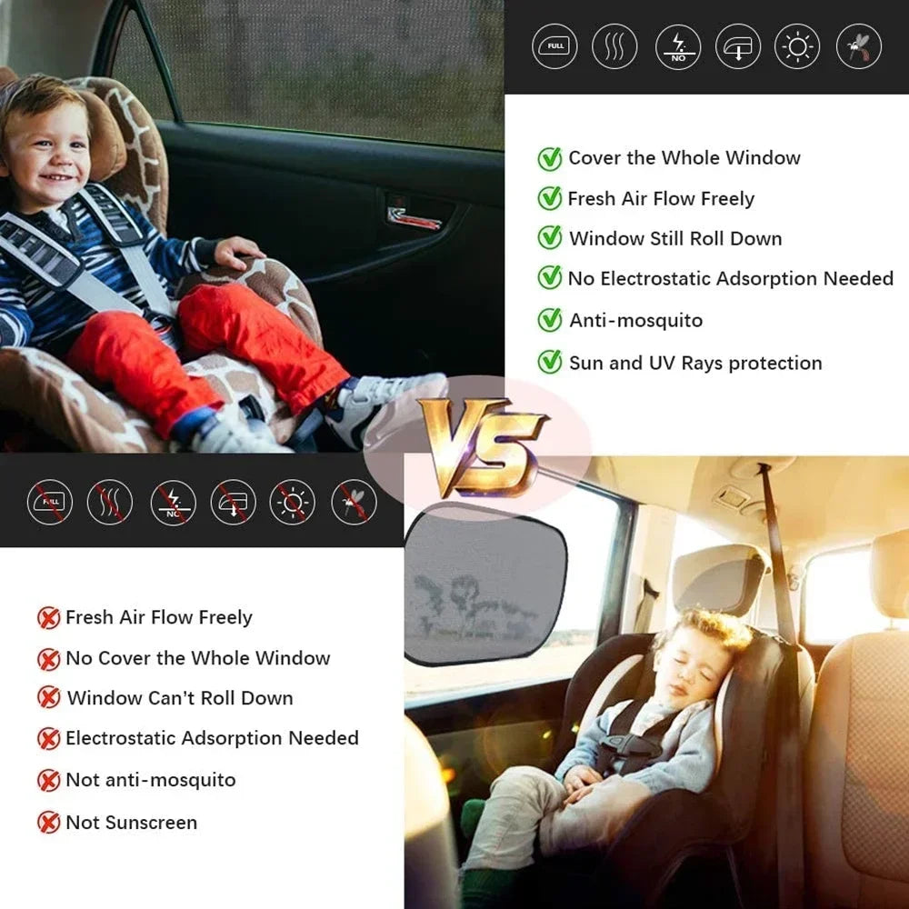 Premium Mosquito Net Window Screen — UV Protection for Front & Rear Windows