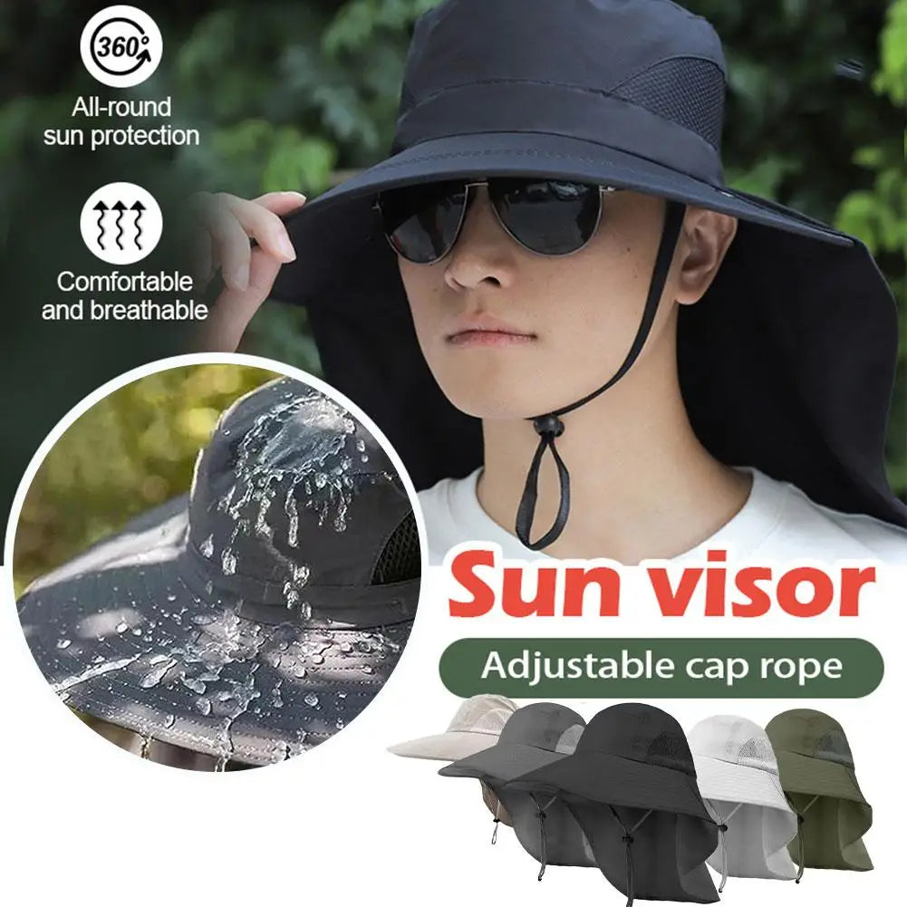 Wide Brim Sun Hat with Neck Flap — UPF 50+ Protection