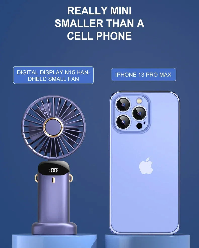 OIMG 5-Speed Neck Fan with LED Display & Phone Stand